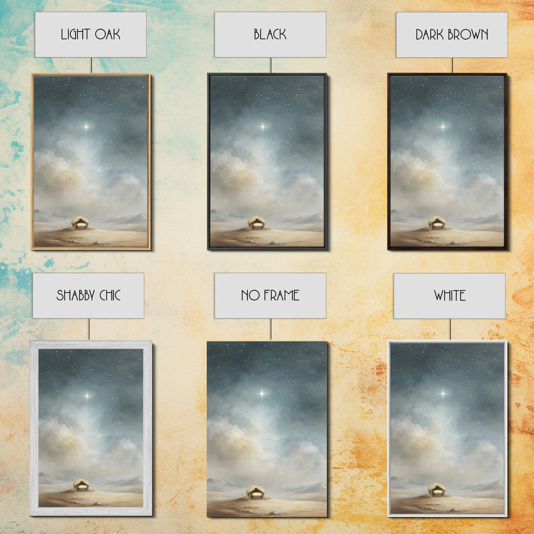 Nativity Sky Wonder – Framed Canvas Print – Christian Christmas Art – Christian Wall Art – Christian Art Canvas – Christmas Art Work – Jesu
