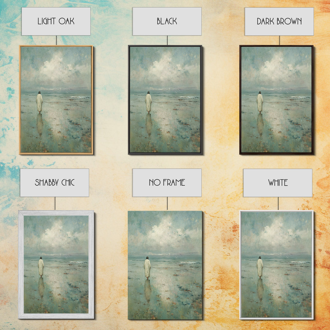 Sea Of Quiet Faith, Framed Canvas Print, Christian Wall Art, Christian Art Canvas, Jesus Painting, Modern Christian Art, Christian Decorati