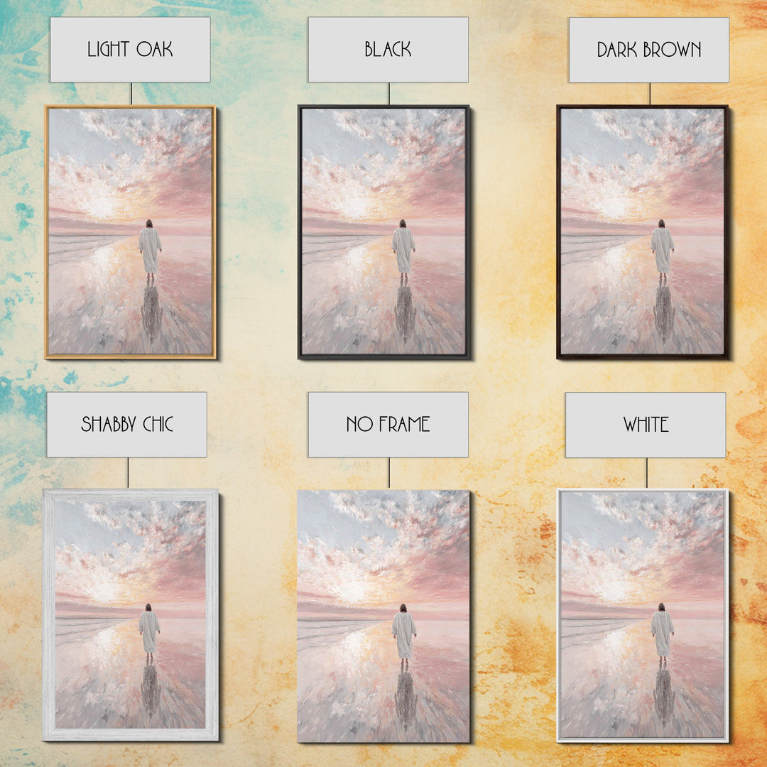 Radiant Shore Peace, Framed Canvas Print, Christian Wall Art, Christian Art Canvas, Jesus Painting, Modern Christian Painting, Christian Gi
