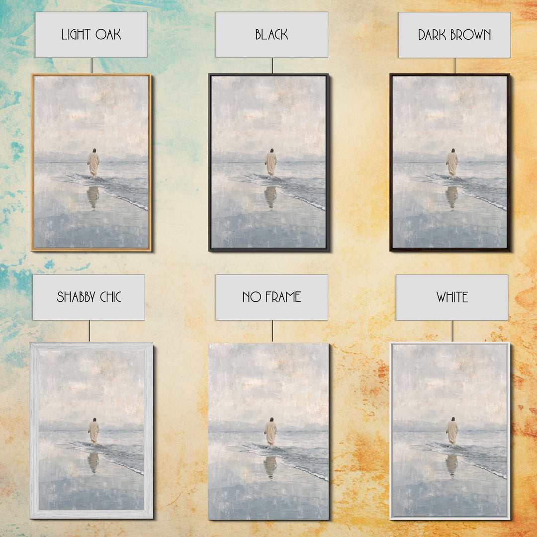 Quiet Tide Grace – Framed Canvas Print – Christian Art Canvas – Christian Wall Art – Jesus Painting – Minimalist Christian Art – Christian