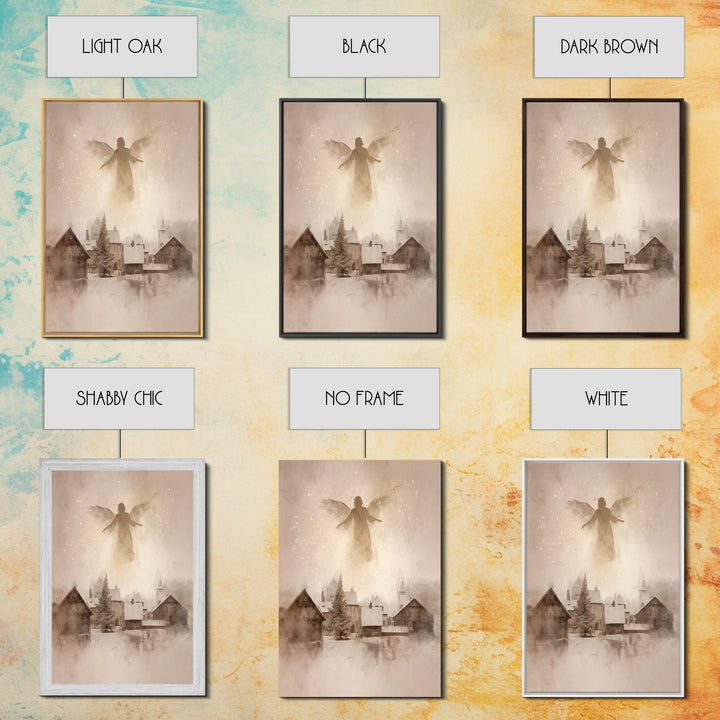 Snowlit Messenger – Framed Canvas Print – Christian Art Print – Christmas Art – Christian Art Canvas – Christian Wall Art – Vintage Christi