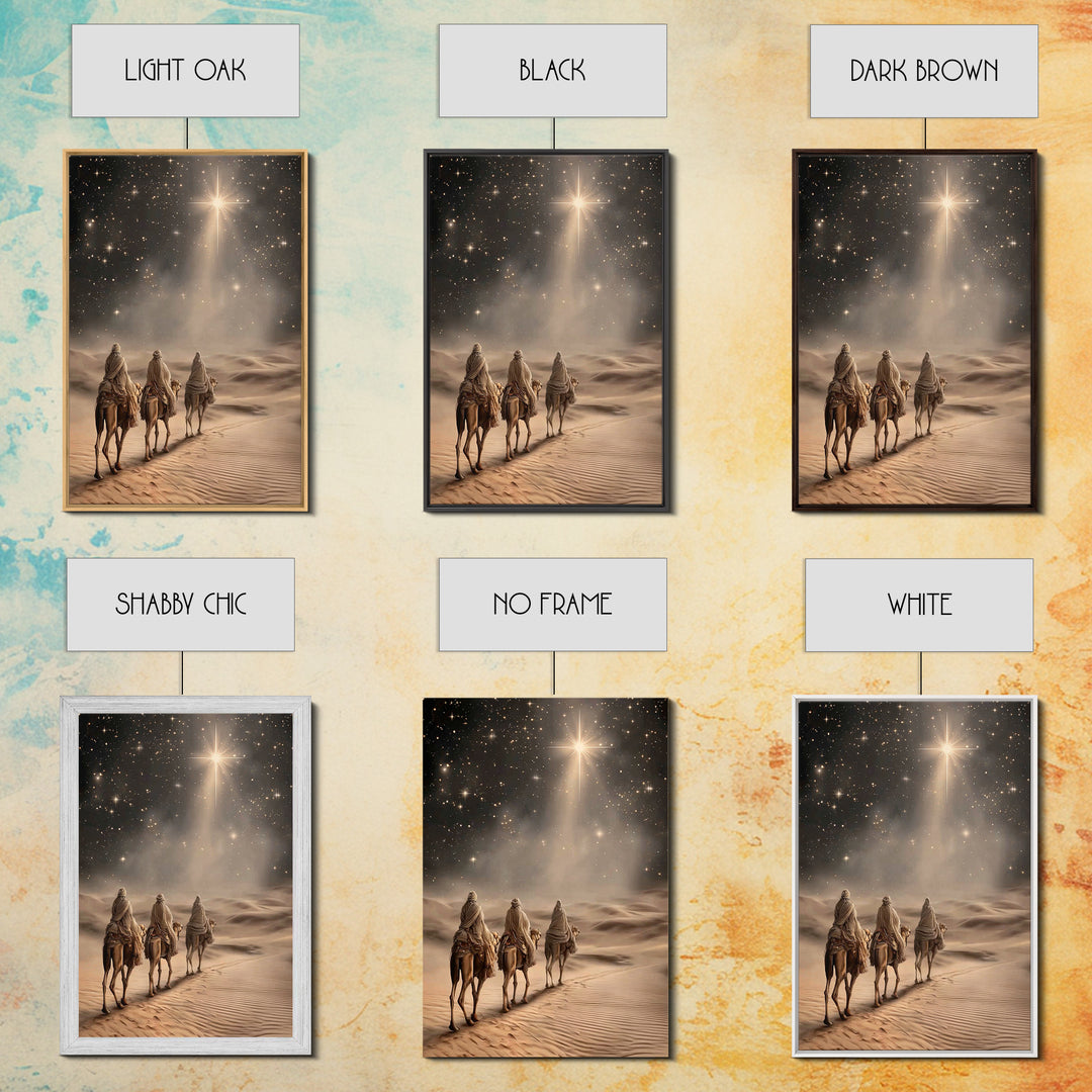 Night Wanderers | Framed Canvas Print | Christmas Wall Art | Christian Art Canvas | Christian Christmas Art | Christian Art | Jesus Paintin