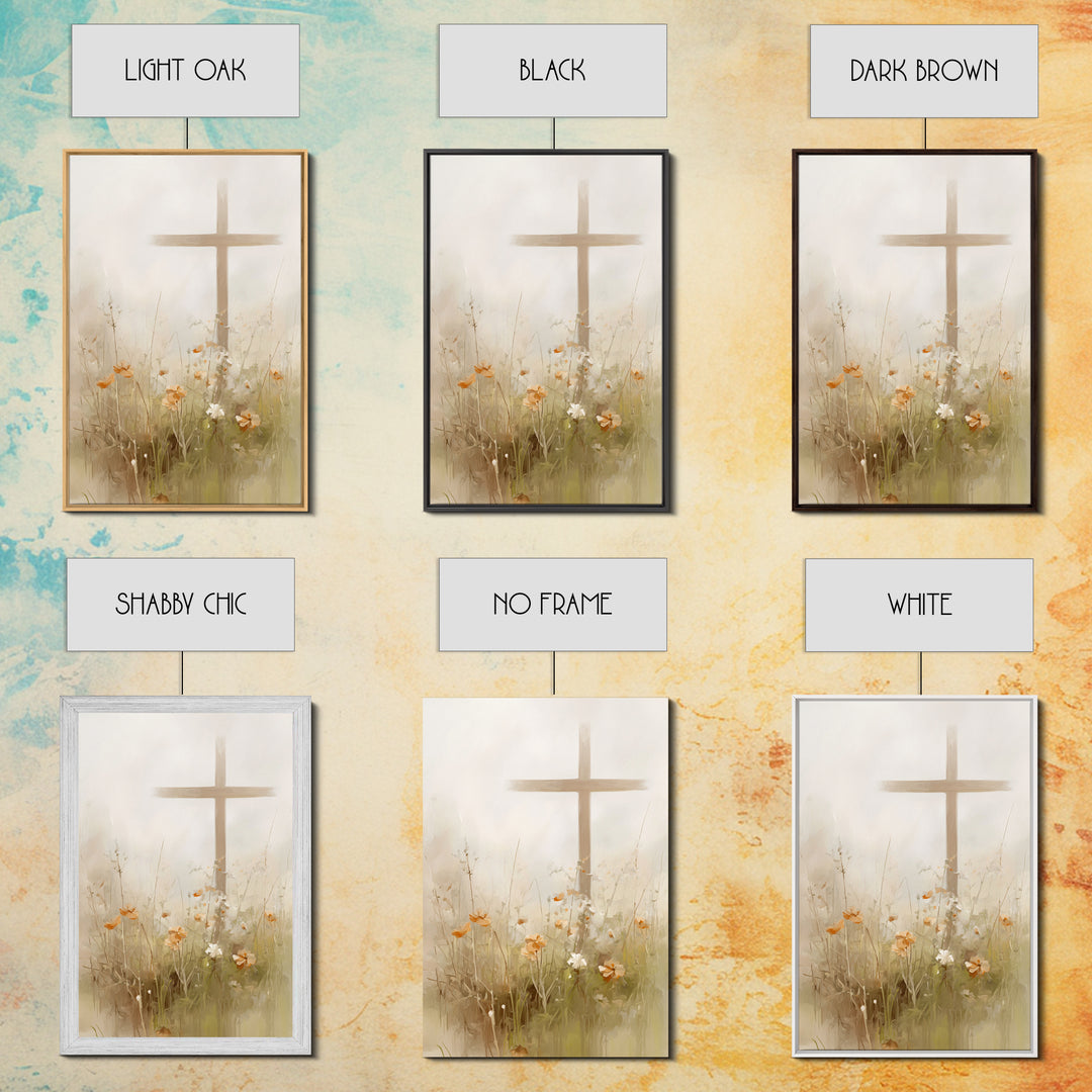Gentle Crosslight – Framed Canvas Print – Christian Wall Art – Christian Art Canvas – Minimalist Christian Art – Christian Painting