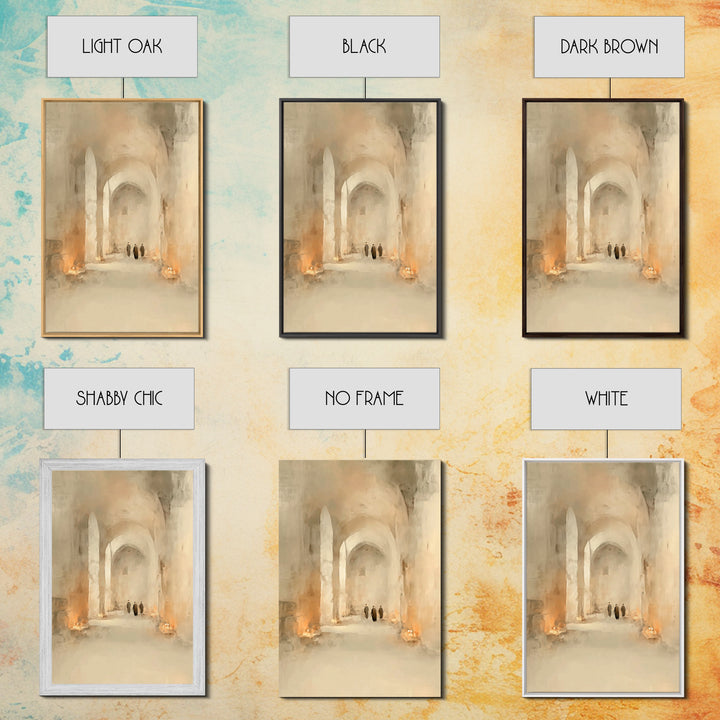 Sacred Hall Glow – Framed Canvas Print – Christian Wall Art – Moody Christian Art – Christian Art Canvas – Subtle Christian Art – Christian