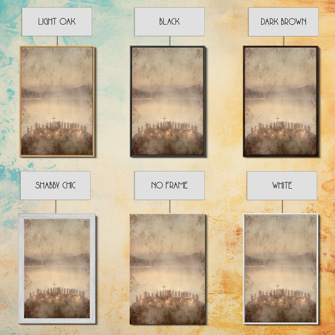 Candlelit Assembly – Framed Canvas Print – Christian Wall Art – Moody Christian Art – Christmas Canvas Wall Art – Christian Art Print – Chr