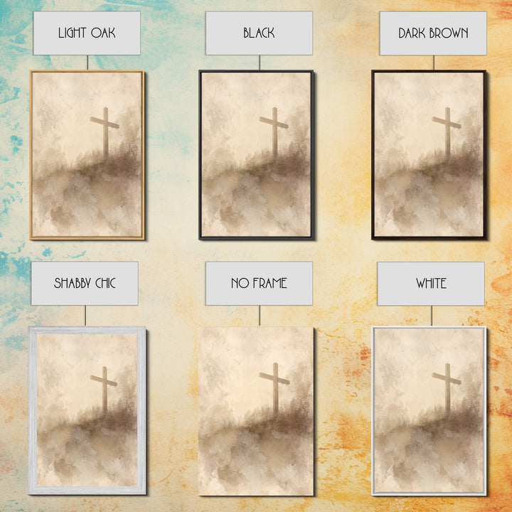Soft Desert Cross | Framed Canvas Print | Christian Art Canvas | Christian Wall Art | Subtle Christian Paintings | Vintage Christian Art |