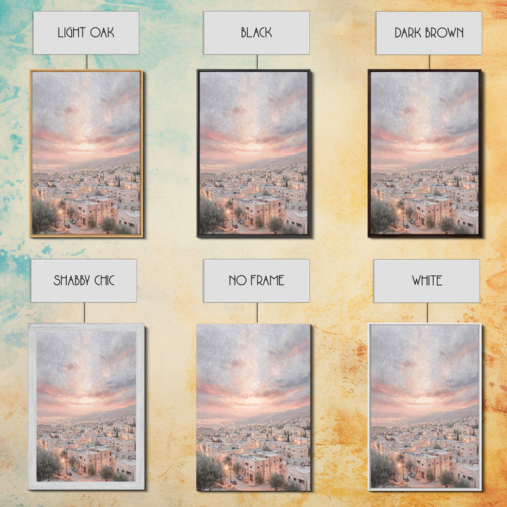 Dawn Over Bethlehem, Framed Canvas Print, Christmas Wall Art, Christian Art Print, Christian Christmas Art, Modern Christian Painting, Chri
