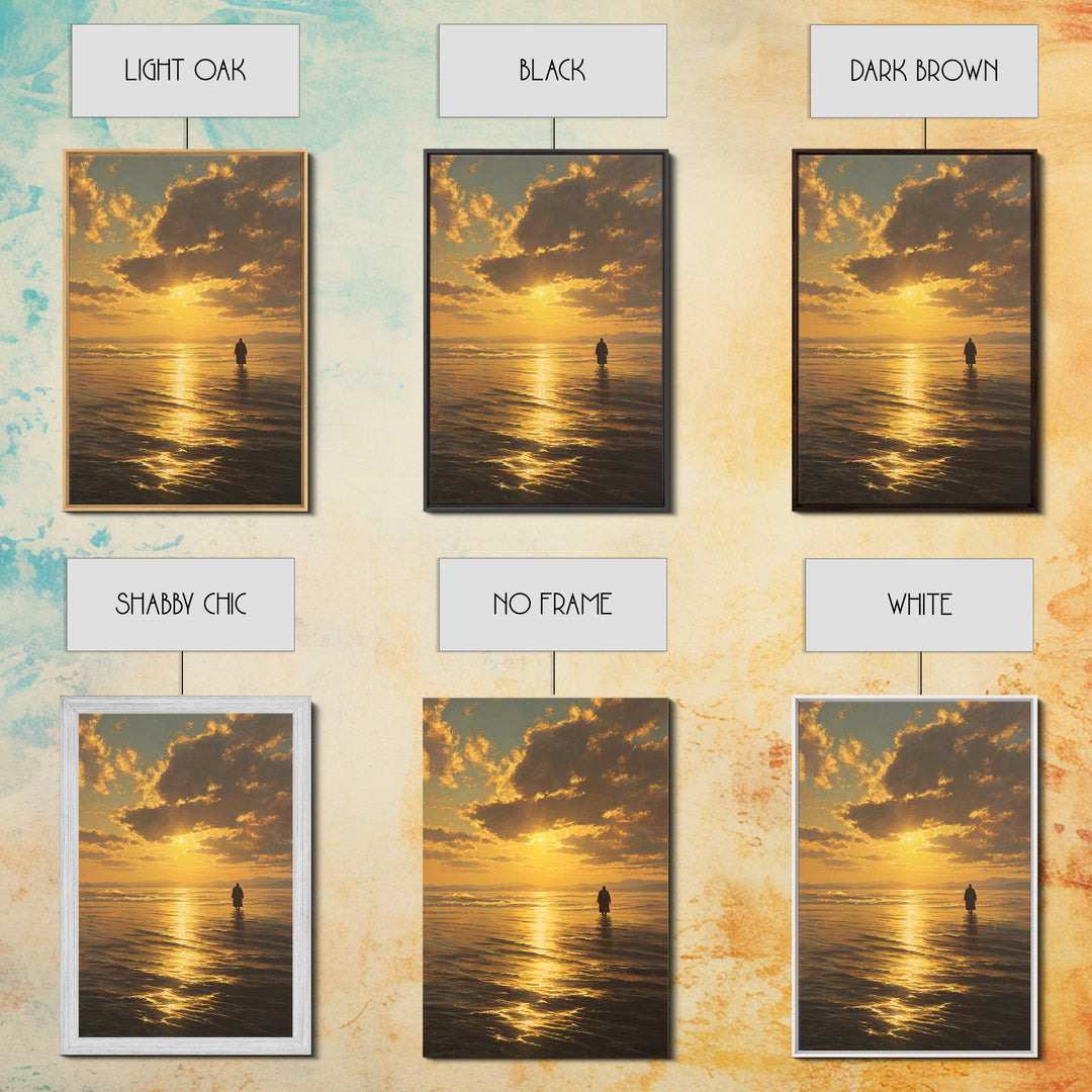Golden Crossing – Framed Canvas Print – Christian Art Canvas – Jesus Painting – Christian Wall Art – Moody Christian Art – Christian Christ
