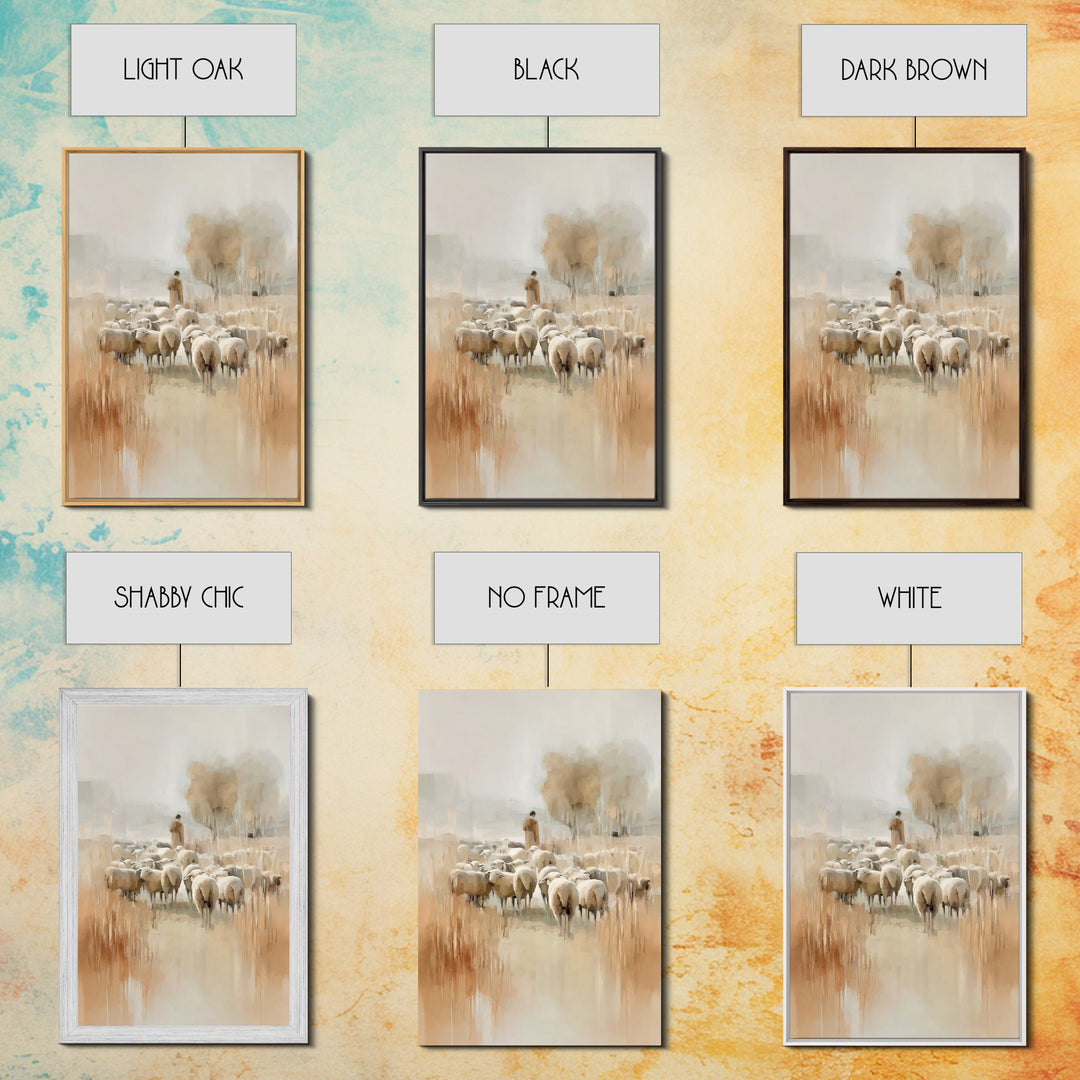 Golden Pasture Calm – Framed Canvas Print – Christian Art Canvas – Christian Wall Art – Christian Painting – Large Christian Art – Subtle C