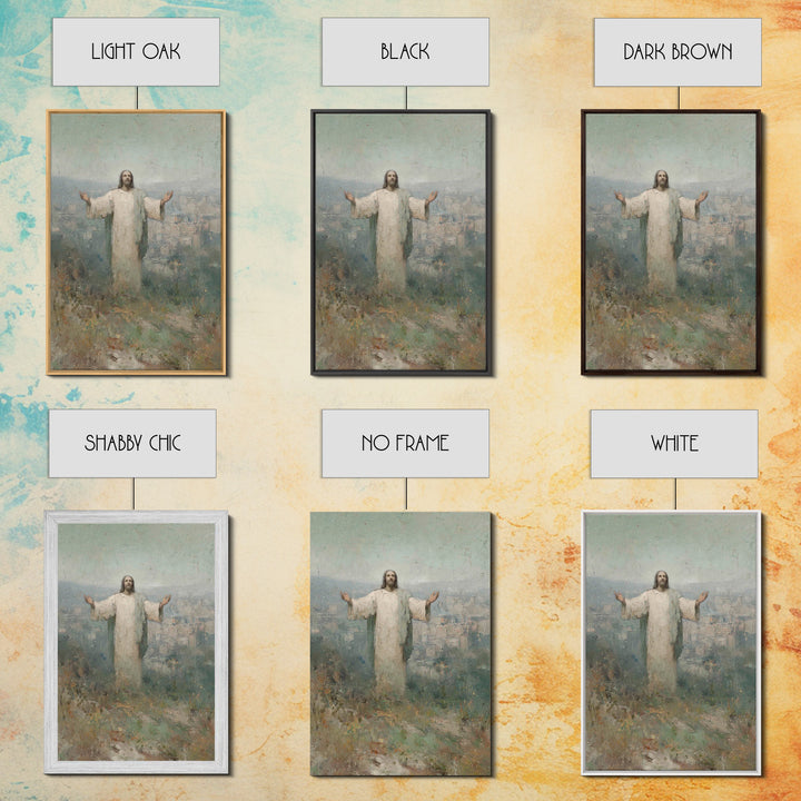 Hillside Blessing – Framed Canvas Print – Christian Art Painting – Jesus Wall Art – Modern Christian Art – Christmas Art Prints – Christian