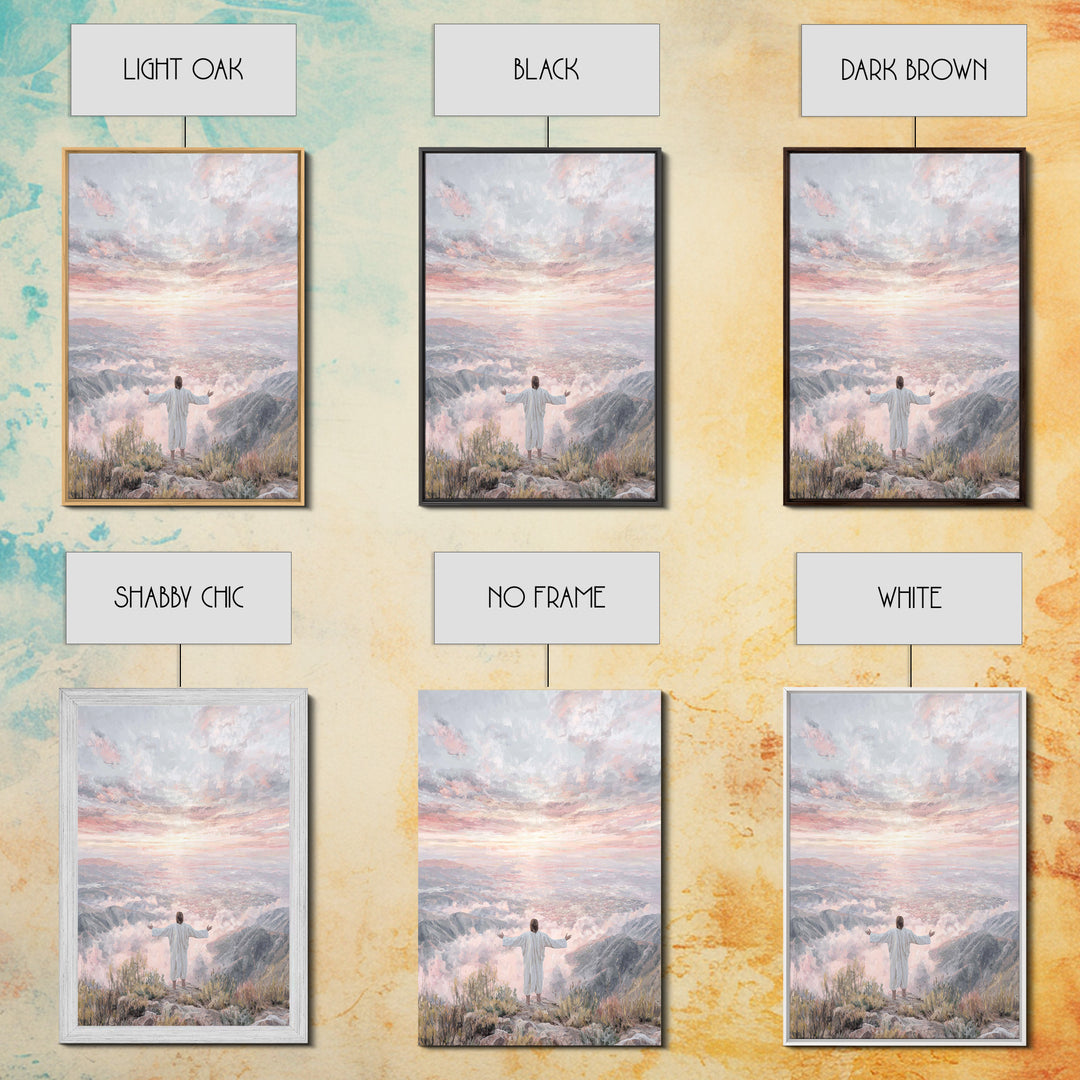 Dawn Summit Prayer – Framed Canvas Print – Christian Art Canvas – Jesus Painting – Christian Christmas Art – Christian Wall Art – Christmas