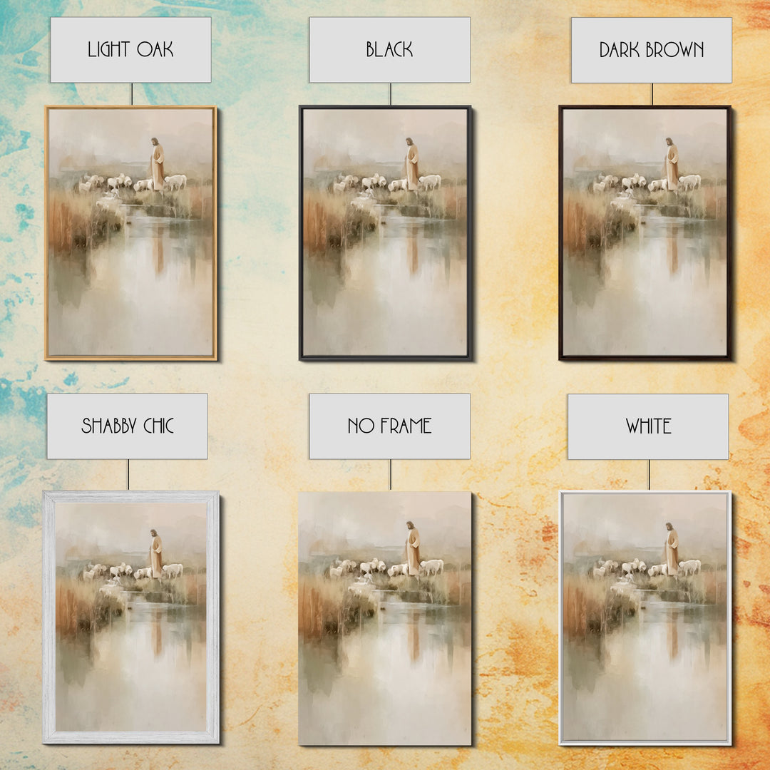 Quiet Shepherd Peace, Framed Canvas Print, Christian Wall Art, Jesus Painting, Christian Art Canvas, Subtle Christian Art, Christian Gift