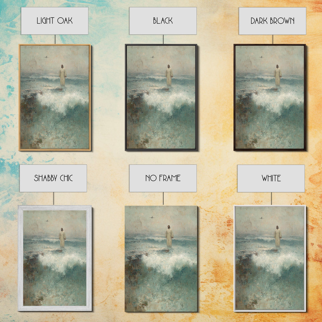 Sea of His Calm, Framed Canvas Print, Jesus Painting, Christian Wall Art, Christian Art Canvas, Vintage Christian Art
