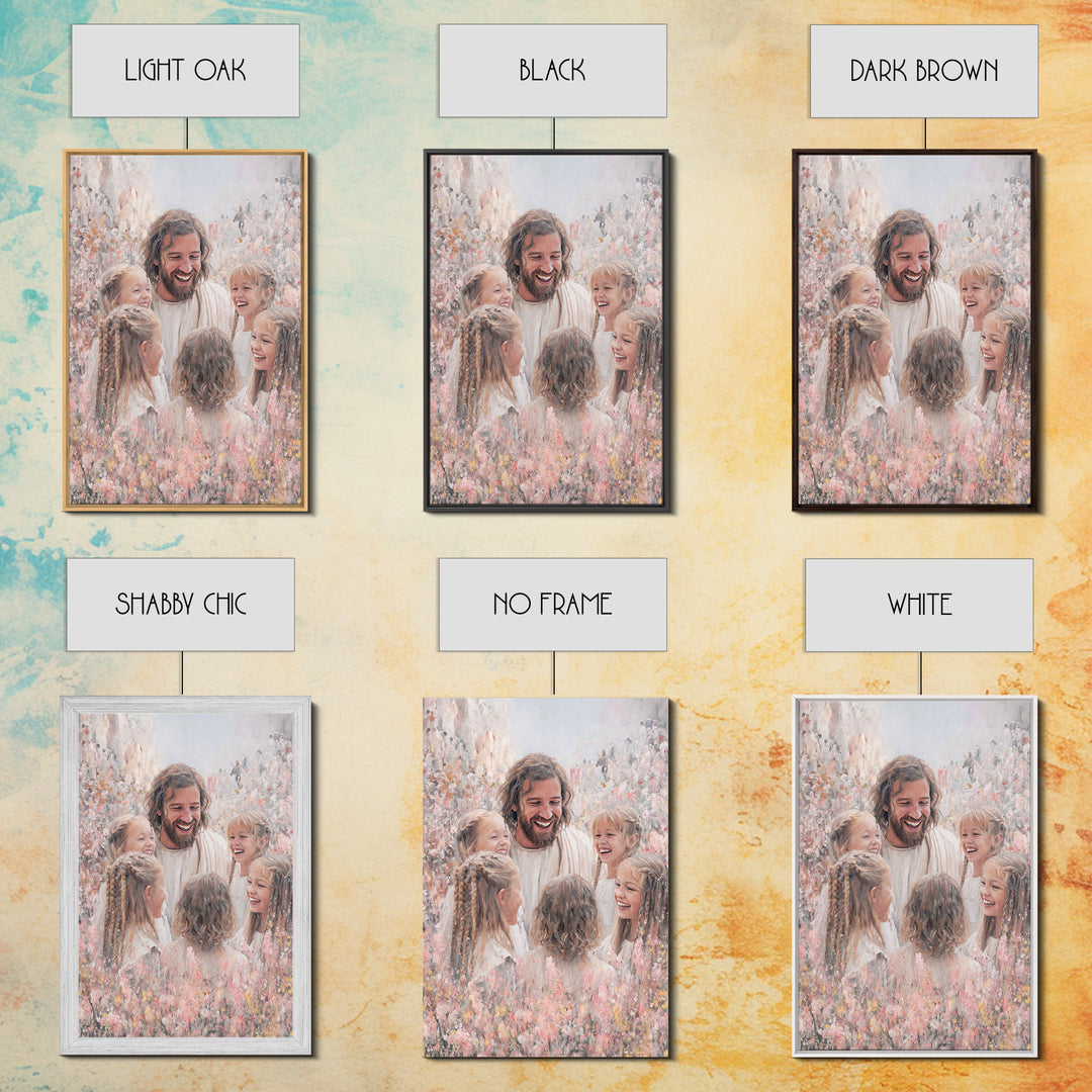 Joyful Garden Grace – Framed Canvas Print – Christian Art Canvas – Christian Gift Ideas – Jesus Painting – Christian Wall Art