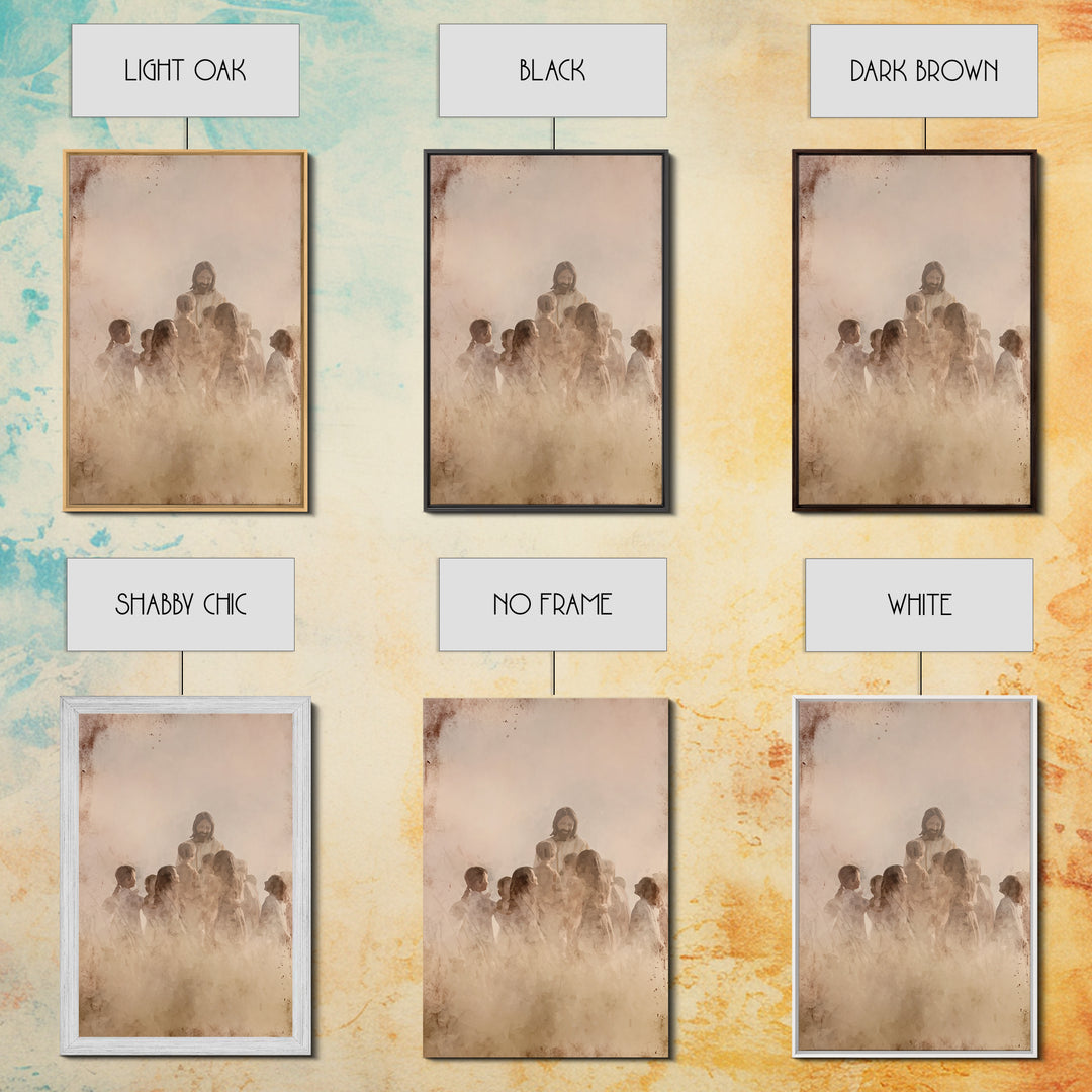 Children of Heaven, Framed Canvas Print, Christian Art Canvas, Christian Wall Art, Jesus Painting, Christian Art Prints