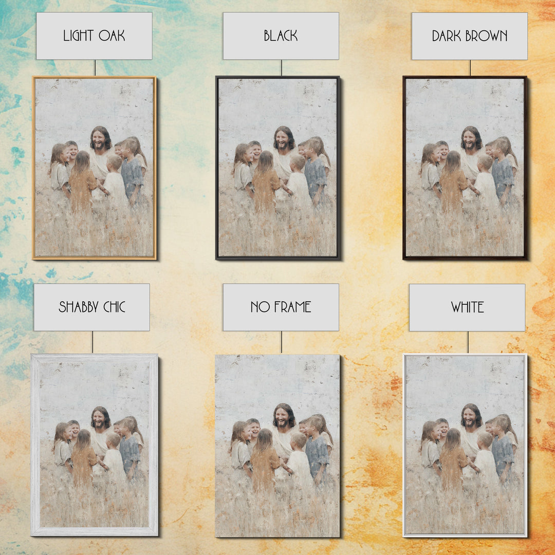 Gathered in Light, Framed Canvas Print, Christian Art Canvas, Jesus Painting, Christian Wall Art, Unique Christian Art