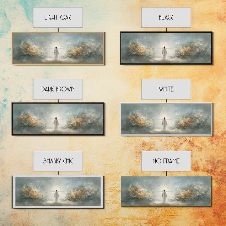 Heavenly Dawn Rise – Framed Canvas Print – Christian Art Canvas – Jesus Painting – Panoramic Frame – Christmas Art