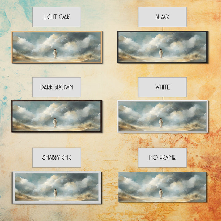 Cloudborne Light – Framed Canvas Print – Panoramic Print – Christian Art Canvas – Jesus Painting – Christian Wall Art – Modern Christian Ar