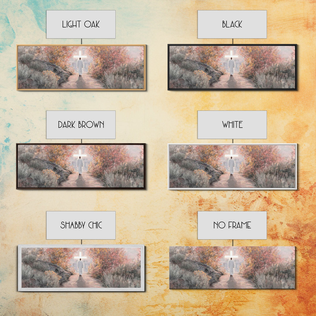Autumn Promise Light, Framed Canvas Print, Christian Art Canvas, Panoramic Wall Art, Christian Wall Art, Jesus Painting, Modern Christian A