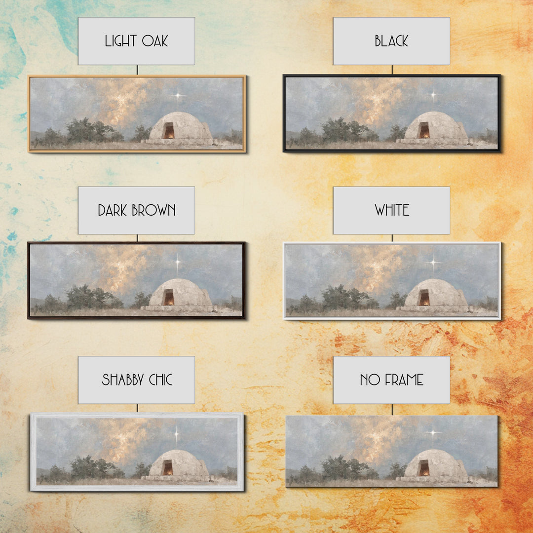 Nativity Light, Framed Canvas Print, Panoramic Art, Christmas Wall Art, Christian Art Gift, Christian Art Work, Christmas Canvas Wall Art