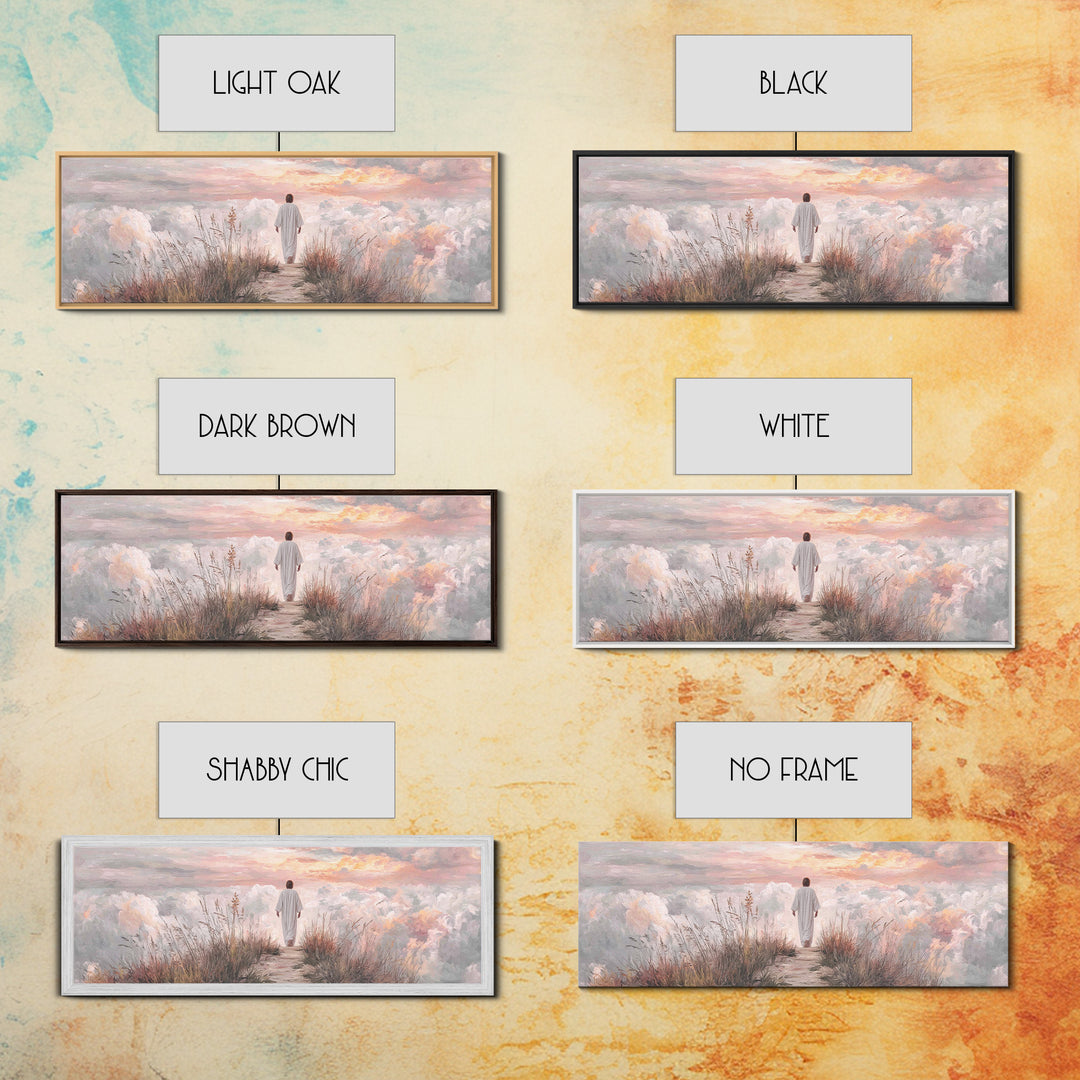 Cloudrise of Peace, Framed Canvas Print, Christian Wall Art, Christian Art Canvas, Jesus Painting, Panoramic Frame, Christian Christmas Art