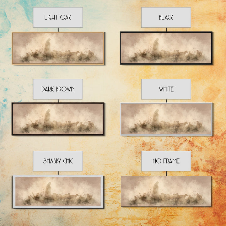 Light Of The Fold – Framed Canvas Print – Panoramic Painting – Christian Wall Art – Jesus Art Print – Christmas Art