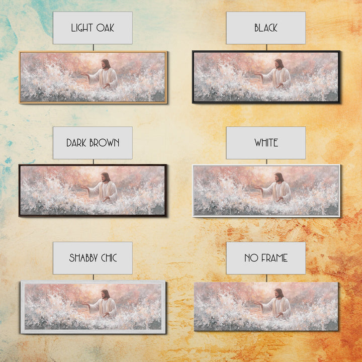 Waves Of His Grace – Framed Canvas Print – Panoramic Painting – Christian Art Canvas – Jesus Art Print – Christian Wall Art – Large Christi