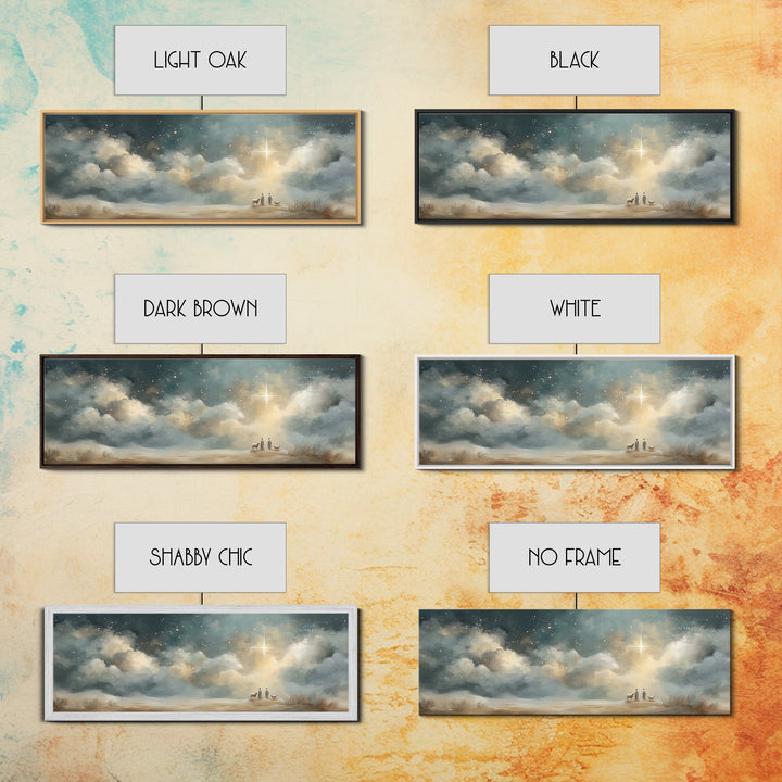 Radiant Night Promise – Framed Canvas Print – Christian Wall Art – Panoramic Print – Jesus Art Print – Christmas Art – Christian Painting