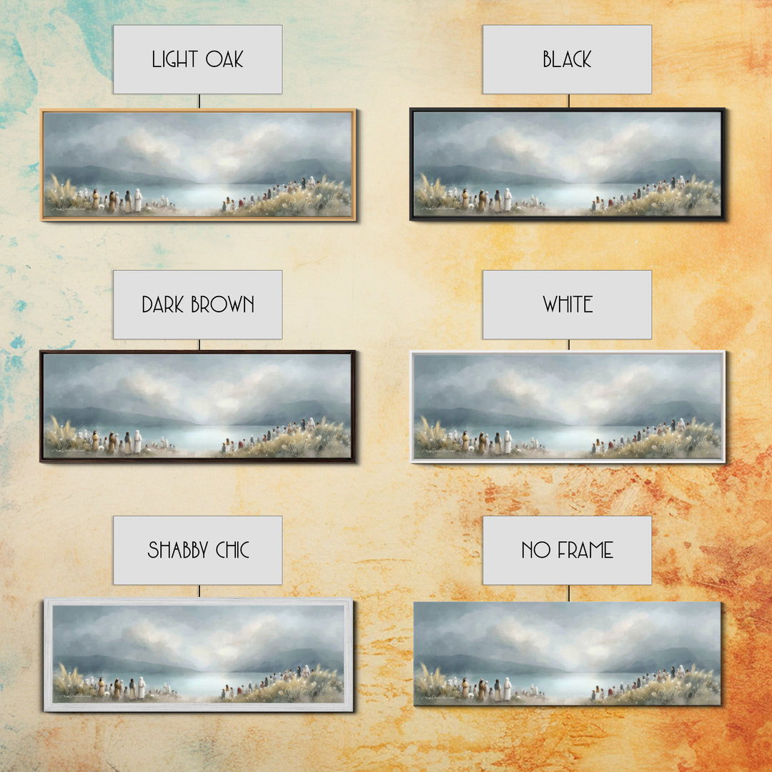 The Gathering Light – Framed Canvas Print – Christian Wall Art – Panoramic Art – Christian Art Canvas – Jesus Painting – Christian Decor