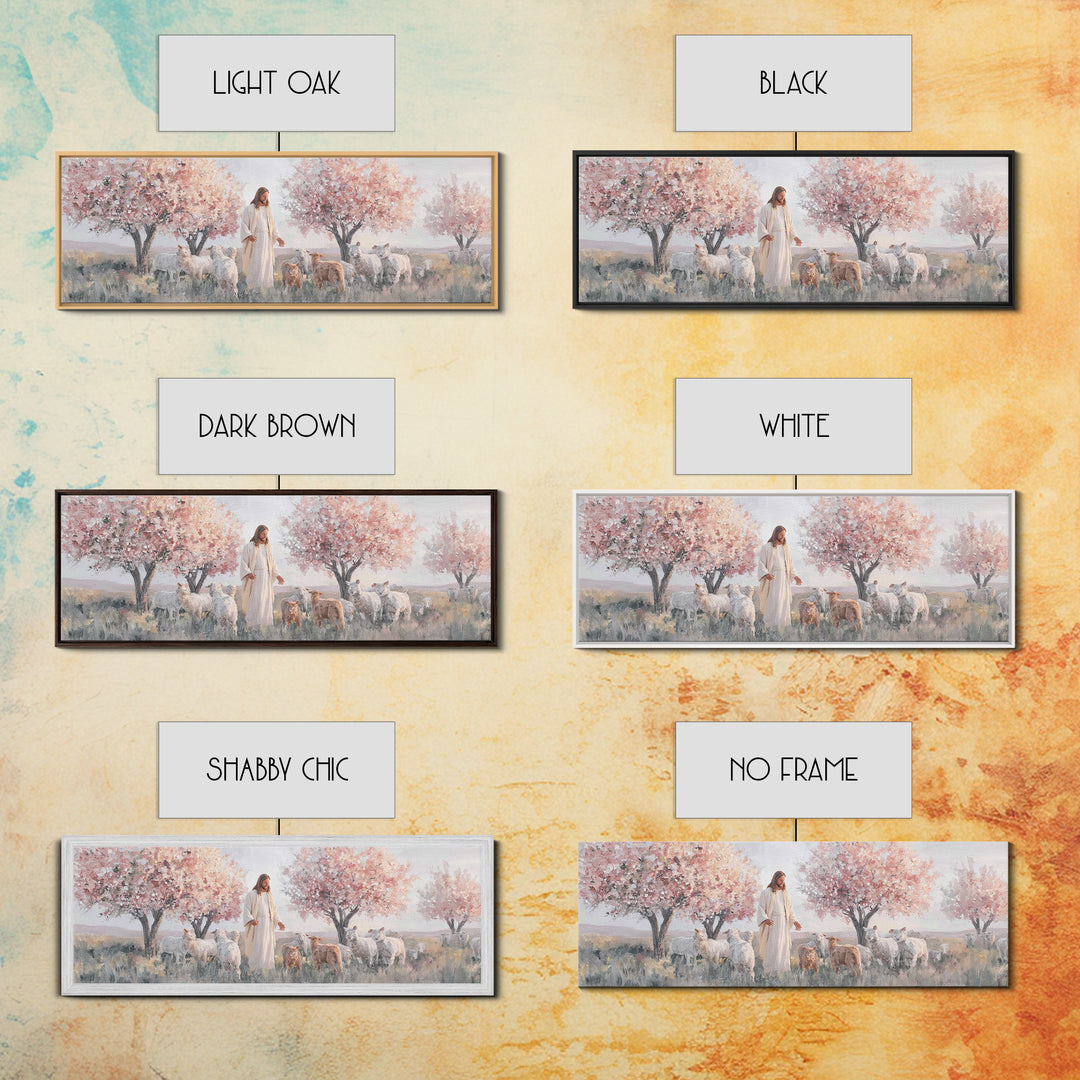 Blush Orchard Peace, Framed Canvas Print, Panoramic Painting, Christian Paintings, Jesus Canvas Art, Christian Wall Art, Christian Art Prin