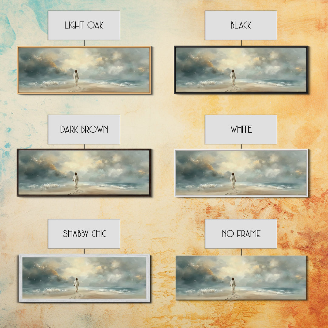 Dawn Of Mercy | Framed Canvas Print | Panoramic Frame | Christian Art Canvas | Jesus Painting | Christian Christmas Art | Christian Decor