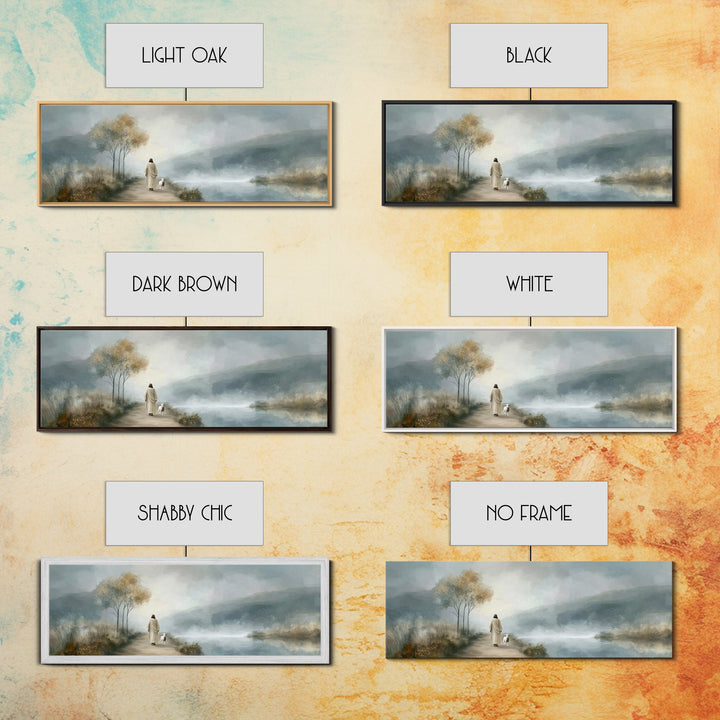 Light Of The Way | Framed Canvas Print | Panoramic Painting | Christian Wall Art | Jesus Painting | Christian Art Canvas | Christmas Art