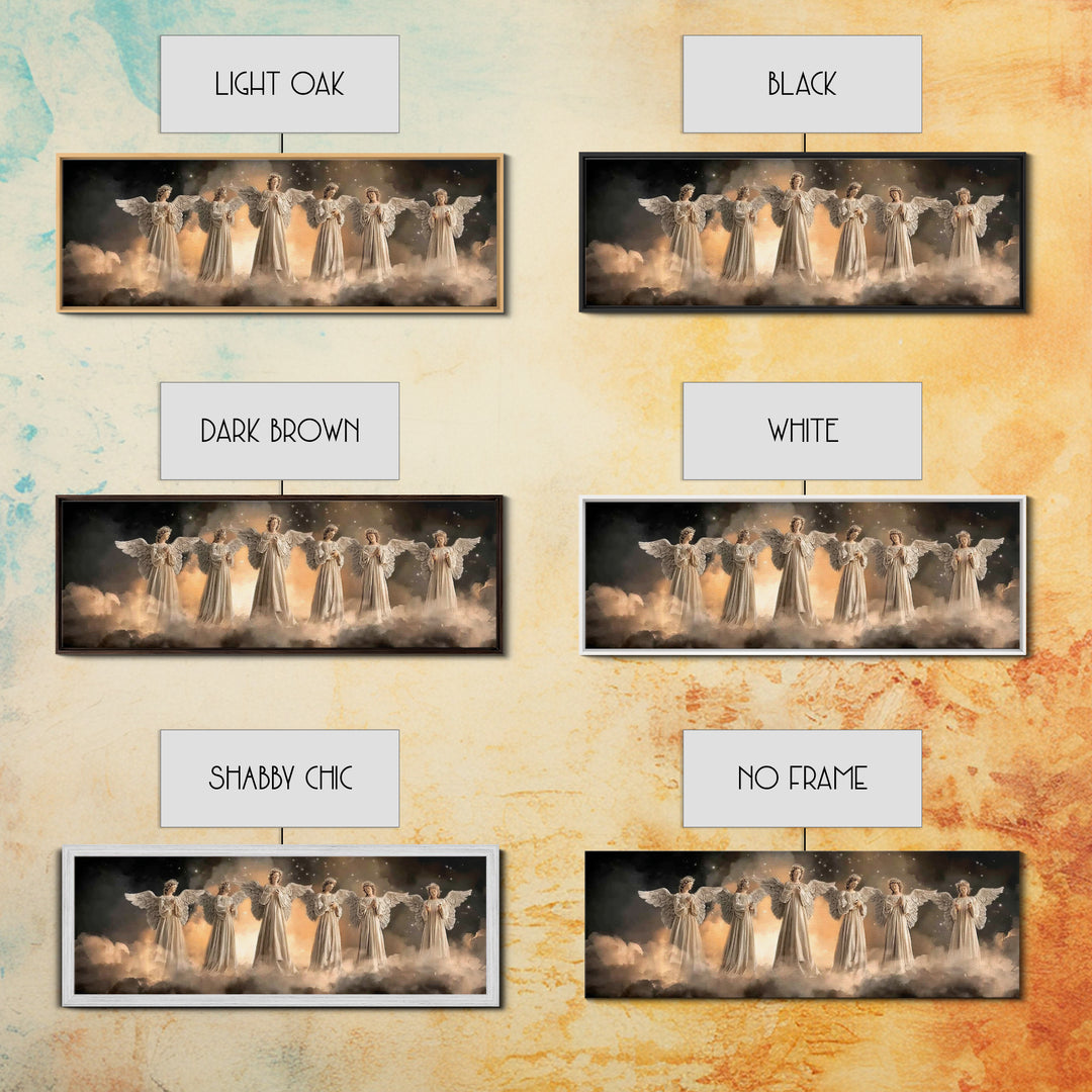 Angelic Chorus – Framed Canvas Print – Christian Art Canvas – Christian Wall Art – Panoramic Frame – Christmas Art – Christian Christmas De