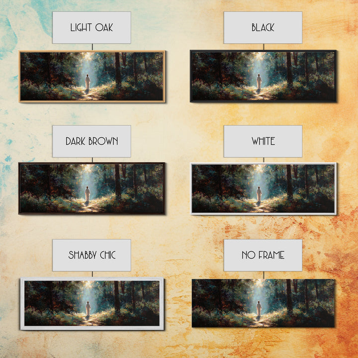 Light of the Forest | Framed Canvas Print | Panoramic Painting | Christian Wall Art | Christian Canvas | Jesus Painting | Christian Art Pri