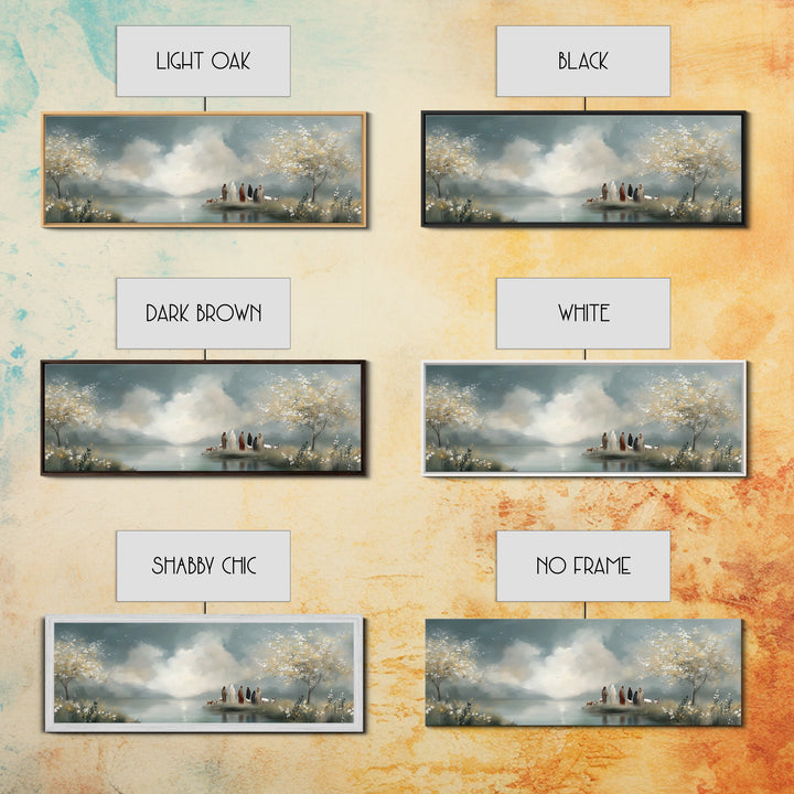 Springtime Shepherd Light – Framed Canvas Print – Christian Art Canvas – Panoramic Frame – Christian Wall Art – Jesus Painting – Christian