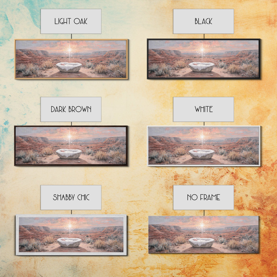 Holy Desert Dawn – Framed Canvas Print – Panoramic Wall Art – Christian Art Canvas – Jesus Christmas Art – Christmas Art – Christian Art