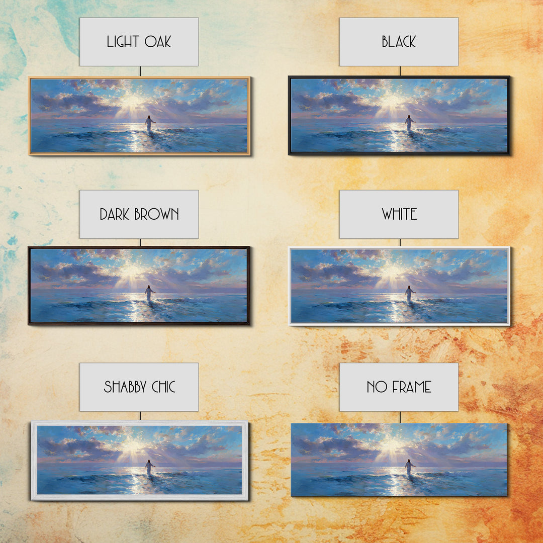 Soft Horizon Blessing – Framed Canvas Print – Panoramic Frame – Christian Art Canvas – Christian Wall Art – Jesus Painting – Christmas Art