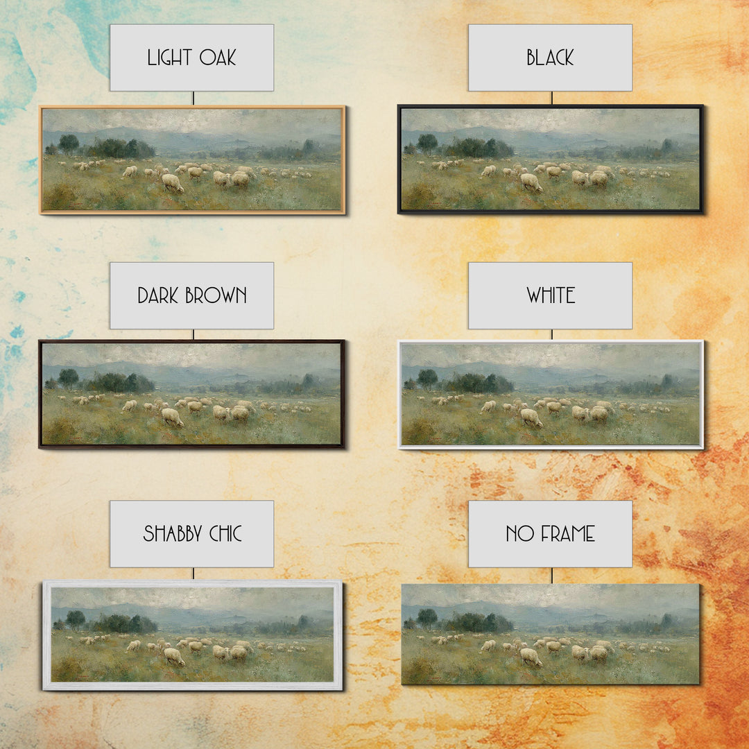 Peaceful Pasture Grace – Framed Canvas Print – Christian Wall Art – Christian Art Canvas – Panoramic Art – Christian Painting – Christian G