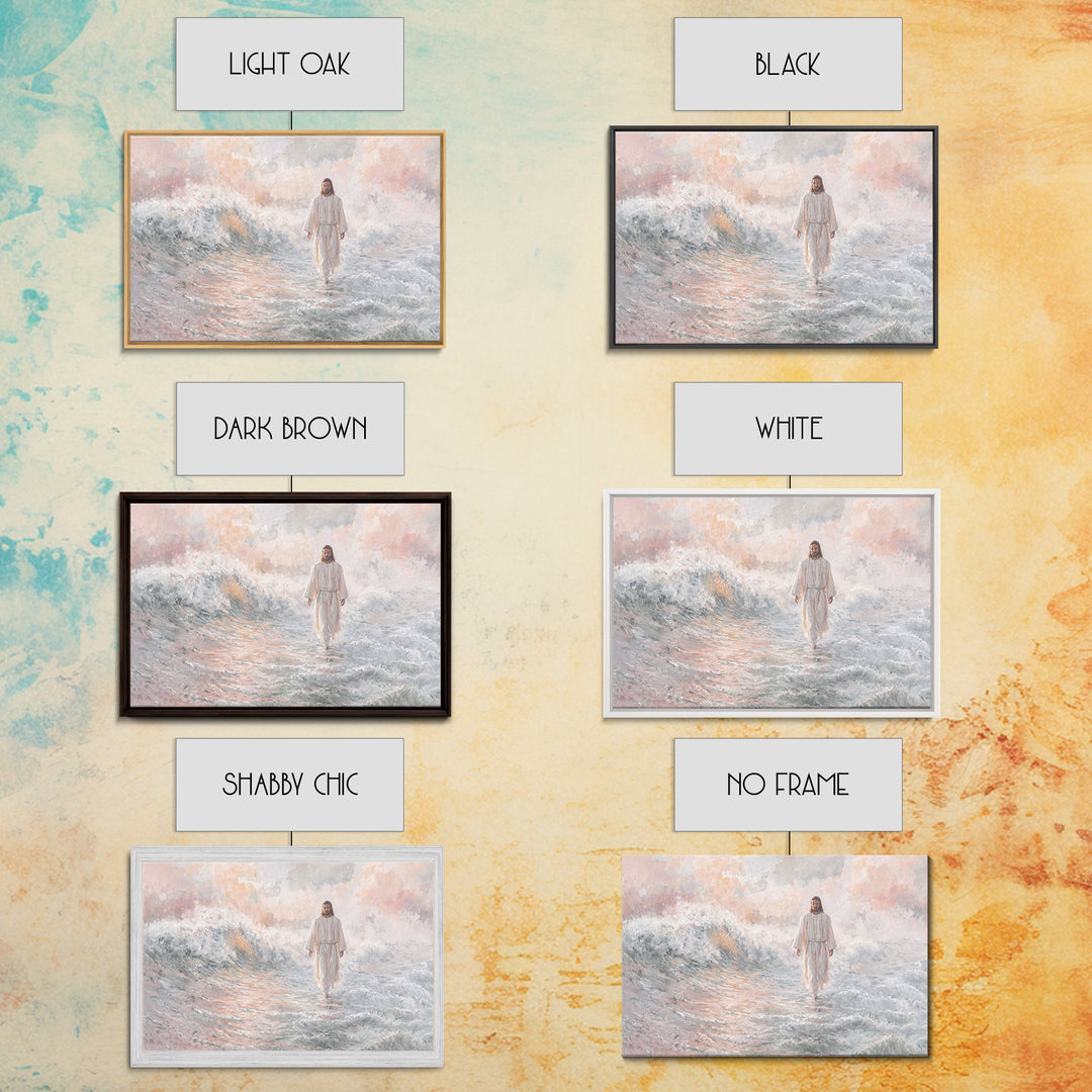 Light Upon Waters, Framed Canvas Print, Christian Art Canvas, Jesus Painting, Christian Wall Art, Modern Christian Art, Christmas Art