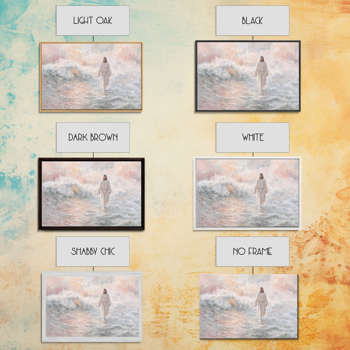 Light Upon Waters, Framed Canvas Print, Christian Art Canvas, Jesus Painting, Christian Wall Art, Modern Christian Art, Christmas Art