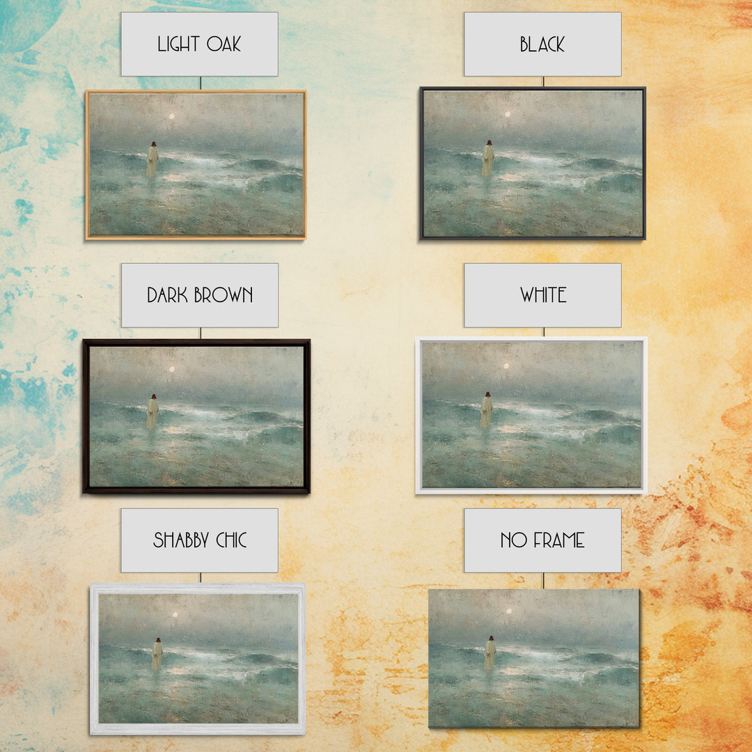 Silent Sea Grace | Framed Canvas Print | Christian Art Canvas | Jesus Painting | Christian Wall Art | Vintage Christian Art | Christmas Art