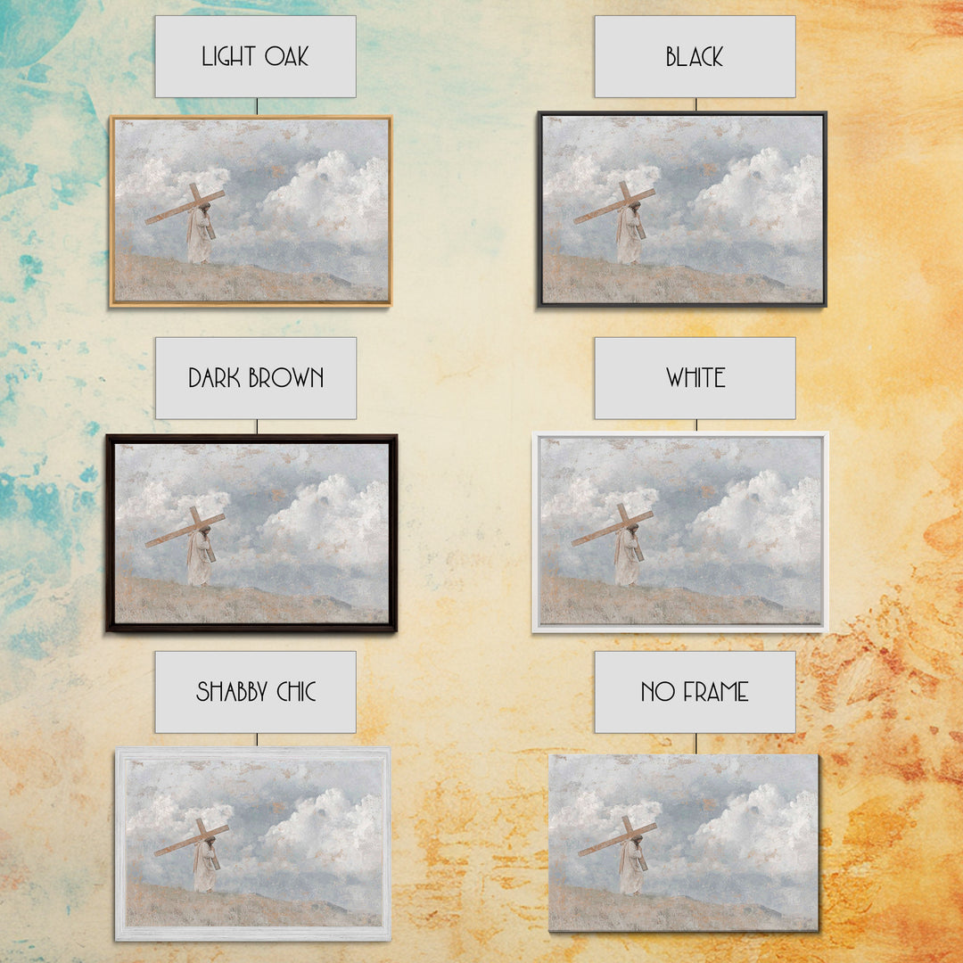 Calvary Sky – Framed Canvas Print – Christian Art Canvas – Christian Wall Art – Jesus Painting – Modern Christian Painting – Christian Gift