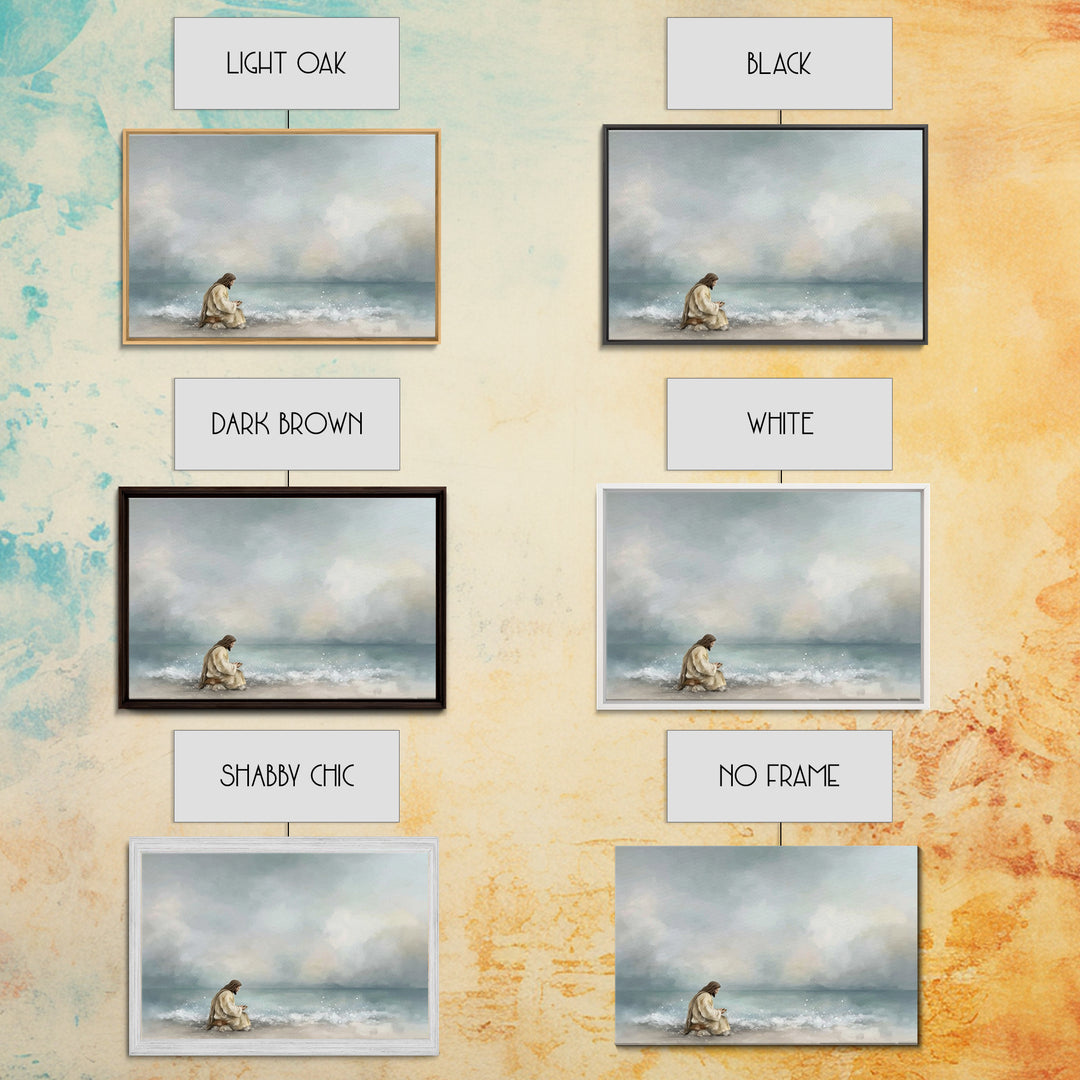 Quiet Sea Devotion, Framed Canvas Print, Christian Wall Art, Jesus Painting, Christian Art Canvas, Large Christian Art, Modern Christian Ar