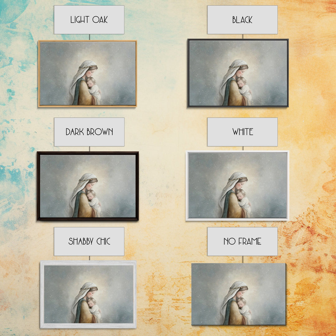 Motherly Light, Framed Canvas Print, Christian Wall Art, Mary And Jesus Painting, Christian Art Canvas, Large Christian Art, Modern Christi