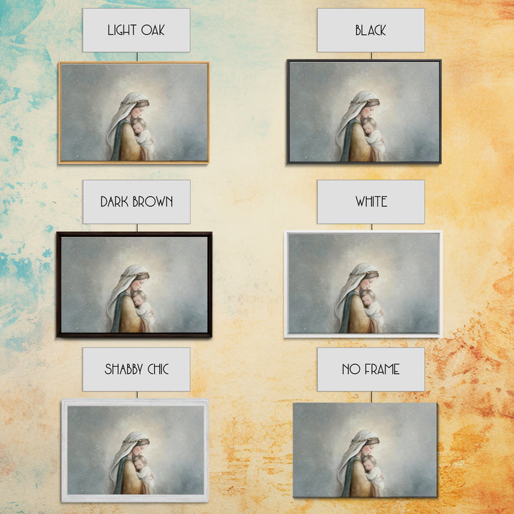 Motherly Light, Framed Canvas Print, Christian Wall Art, Mary And Jesus Painting, Christian Art Canvas, Large Christian Art, Modern Christi