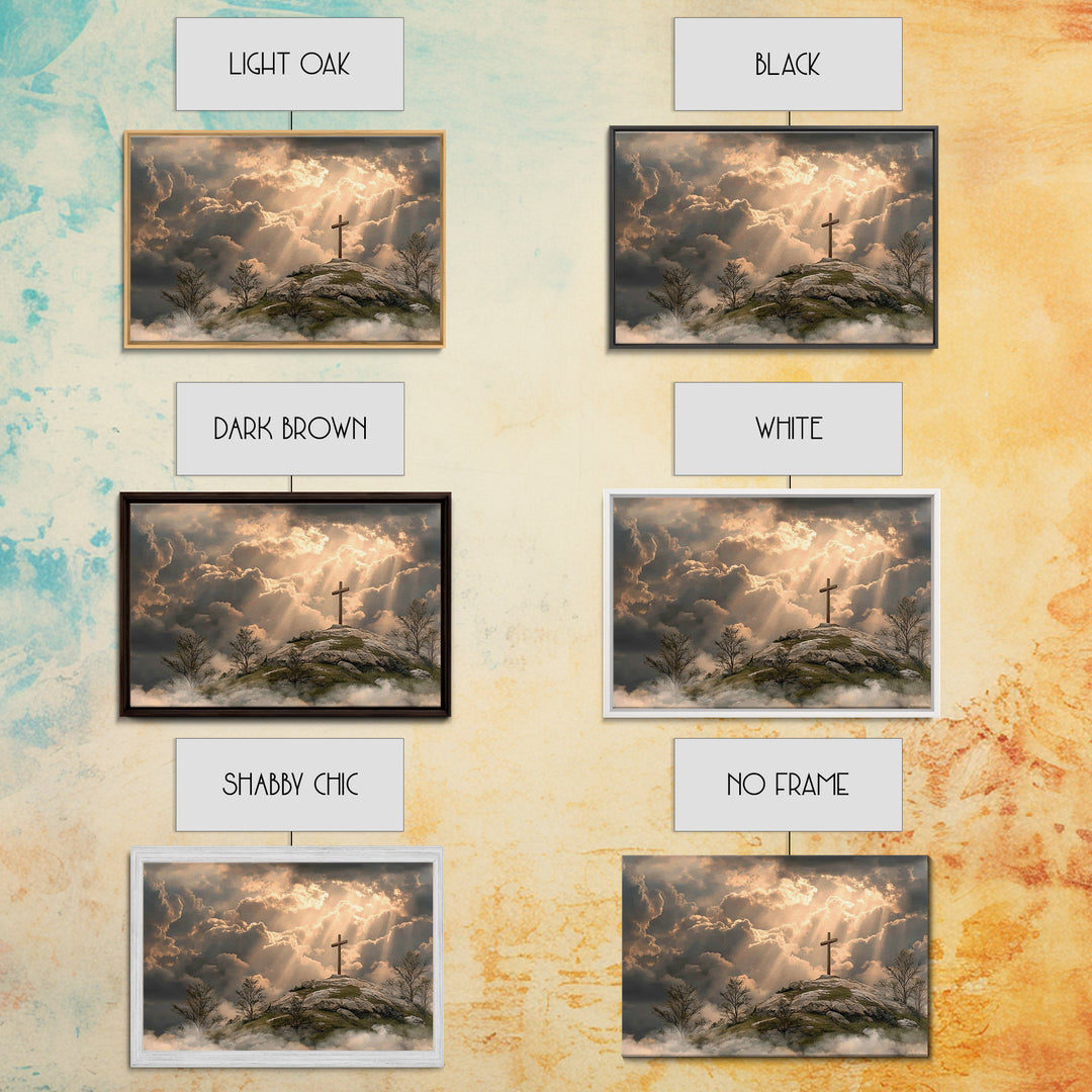 Hilltop Grace Light – Framed Canvas Print – Christian Wall Art – Large Christian Art – Christian Art Painting – Moody Christian Art