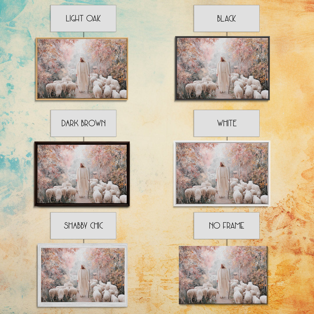 The Gentle Shepherd | Framed Canvas Print | Christian Art Canvas | Christmas Wall Art | Christian Gift Ideas | Jesus Painting | Vintage Chr