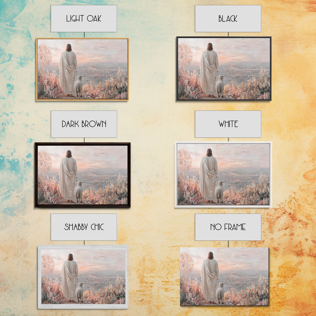 Shepherd Of Dawn – Framed Canvas Print – Large Jesus Painting – Christian Wall Art – Christian Art Gift – Modern Christian Painting