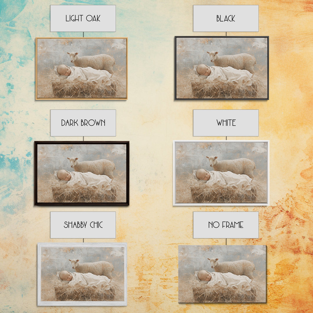 Lamb of Light – Framed Canvas Print – Christian Art – Christmas Wall Art – Christian Art Canvas – Christian Wall Art – Jesus Painting