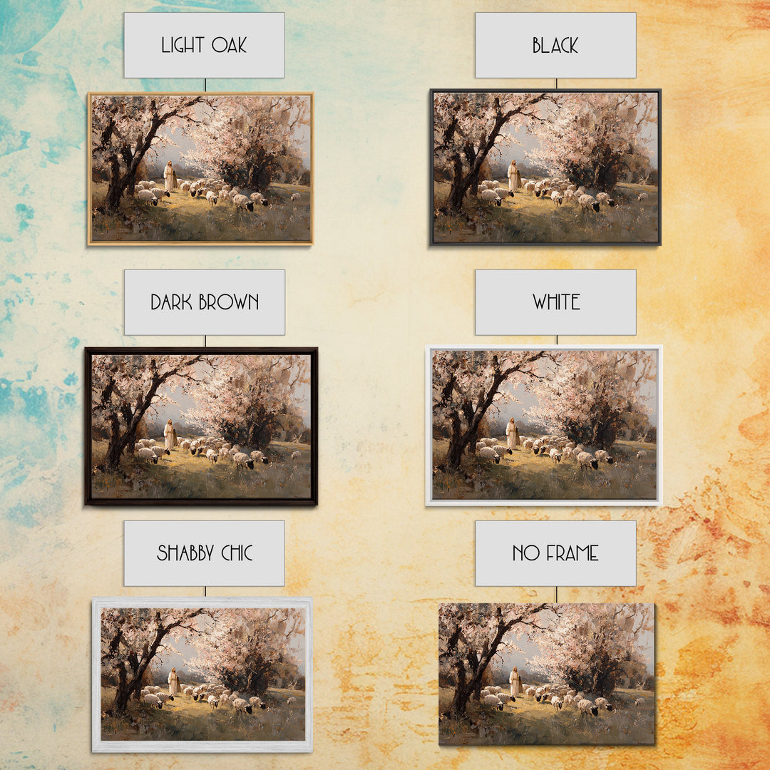 Blossom Shepherd Stillness, Framed Canvas Print, Christian Art Print, Christian Wall Art, Modern Christian Painting, Christian Art Canvas,